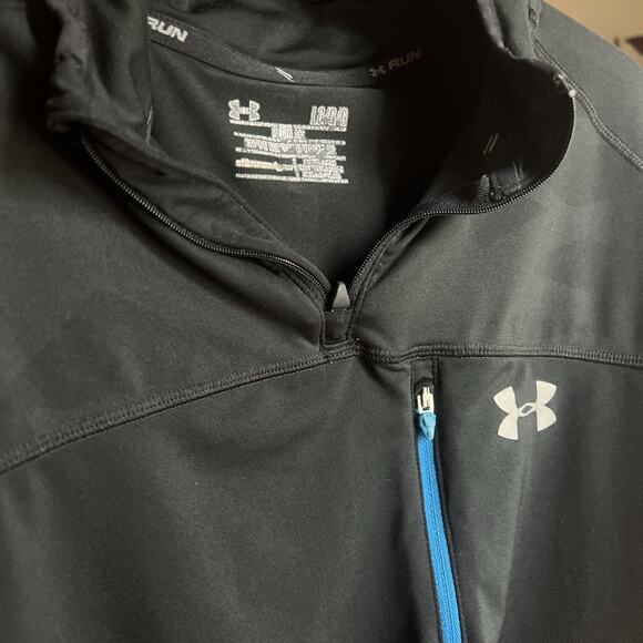 Under Armour Jacket Mens Large Black Gray Quarter 1/4 Zip All Season Gear - Picture 2 of 3